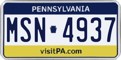 PA license plate MSN4937