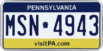 PA license plate MSN4943