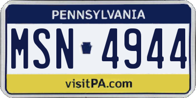 PA license plate MSN4944