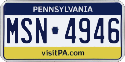 PA license plate MSN4946