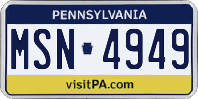 PA license plate MSN4949