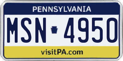 PA license plate MSN4950