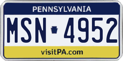 PA license plate MSN4952