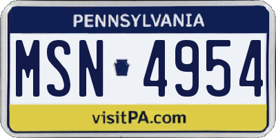 PA license plate MSN4954