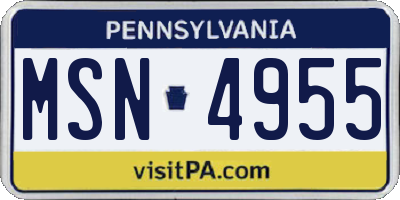PA license plate MSN4955