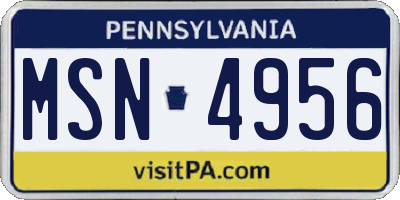 PA license plate MSN4956