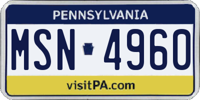 PA license plate MSN4960