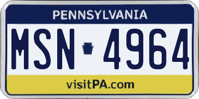 PA license plate MSN4964