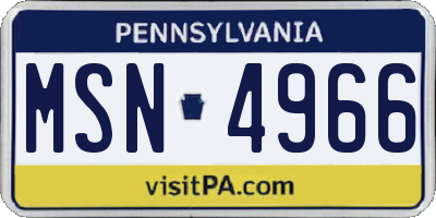 PA license plate MSN4966