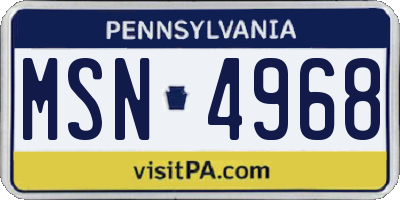 PA license plate MSN4968