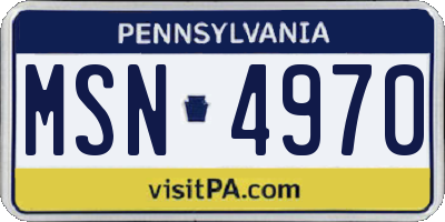 PA license plate MSN4970