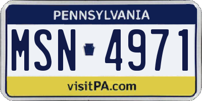 PA license plate MSN4971