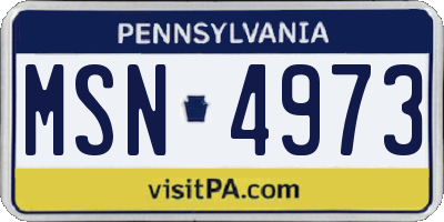 PA license plate MSN4973