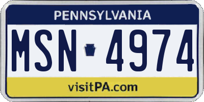 PA license plate MSN4974