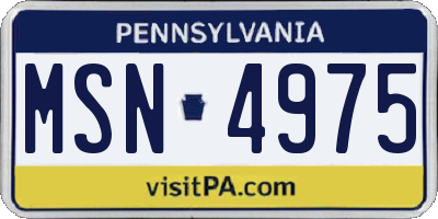 PA license plate MSN4975