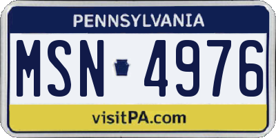 PA license plate MSN4976
