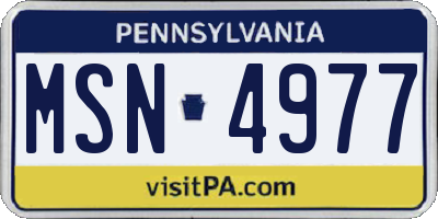 PA license plate MSN4977