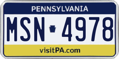 PA license plate MSN4978