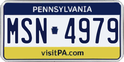 PA license plate MSN4979