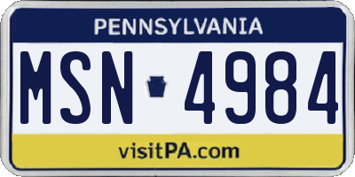 PA license plate MSN4984