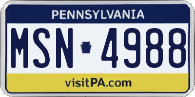 PA license plate MSN4988