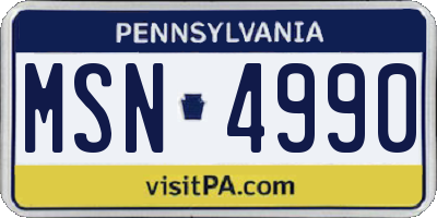 PA license plate MSN4990