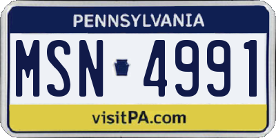 PA license plate MSN4991