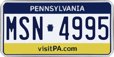 PA license plate MSN4995