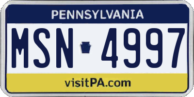 PA license plate MSN4997