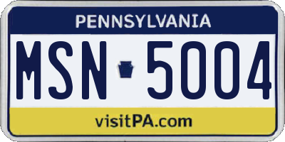PA license plate MSN5004