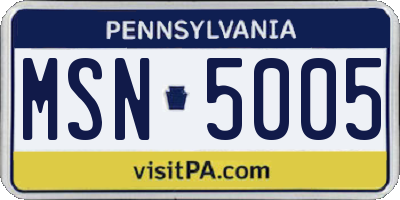 PA license plate MSN5005