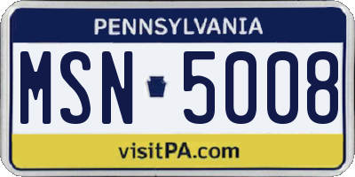 PA license plate MSN5008