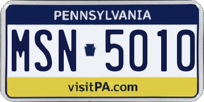 PA license plate MSN5010