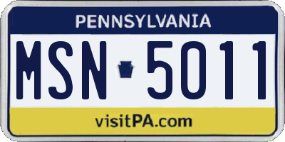 PA license plate MSN5011