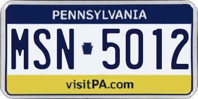 PA license plate MSN5012
