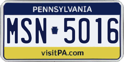 PA license plate MSN5016