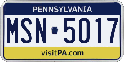PA license plate MSN5017
