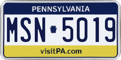 PA license plate MSN5019