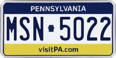 PA license plate MSN5022