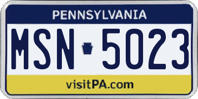 PA license plate MSN5023