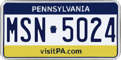 PA license plate MSN5024