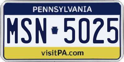 PA license plate MSN5025
