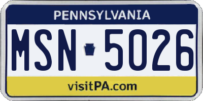 PA license plate MSN5026