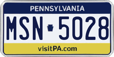 PA license plate MSN5028