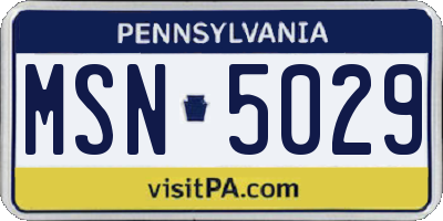 PA license plate MSN5029