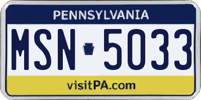 PA license plate MSN5033