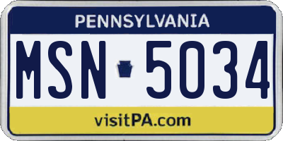 PA license plate MSN5034