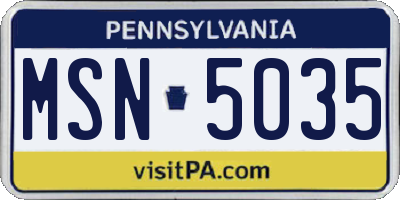 PA license plate MSN5035