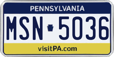 PA license plate MSN5036