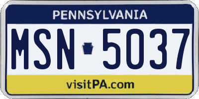 PA license plate MSN5037